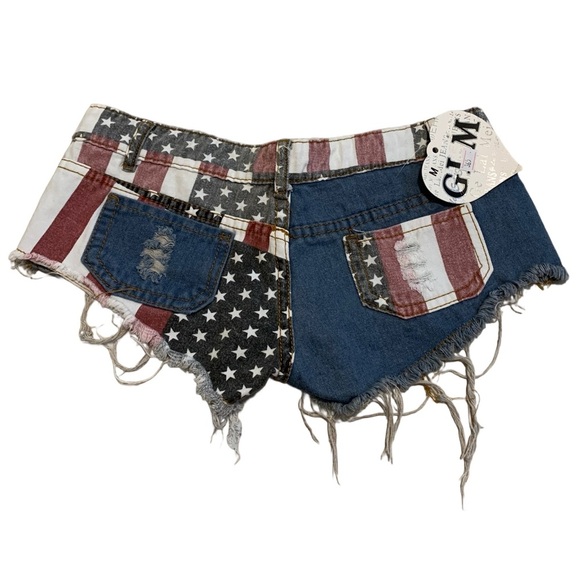 Ge Lai Mei Distressed American Flag Denim Shorts - Size M - Picture 1 of 7